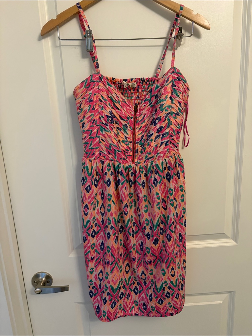 Roxy Pink Multicolor Printed Spaghetti-Strap Midi Dress